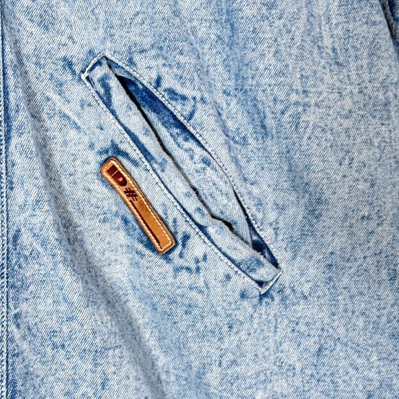 Vintage 80s Acid Wash Denim Cocoon Insulated Duster Maxi Coat, Baggy Streetwear - Picture 8 of 15